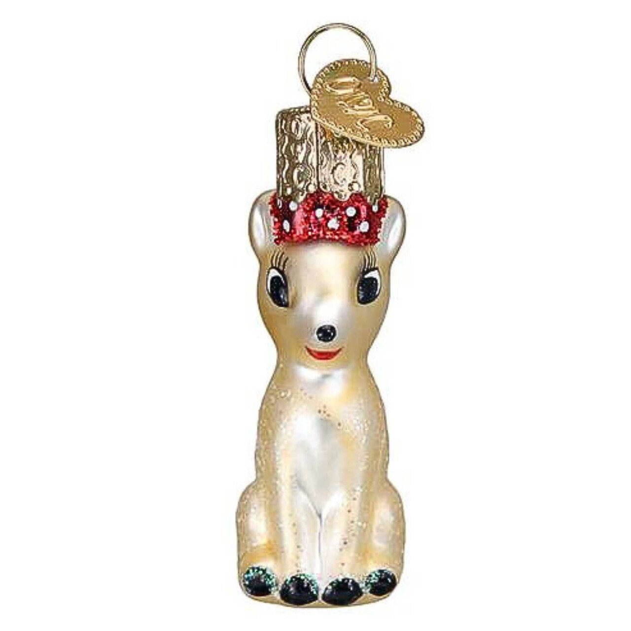 Old World Christmas 2.25 In Mini Clarice Christmas Tree Ornament , Reindeer Red-Nosed